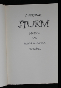 Sturm / Shakespeare. Dt. von Rudolf Alexander Schröder. [Mit 9 Ill. von Werner Peltzer. Titels. Hans Schmidt]